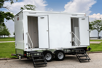 white restroom trailer